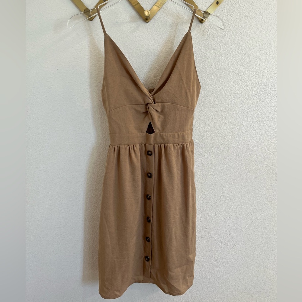 IJOAH Boutique Cutout Mini Dress Tan Small